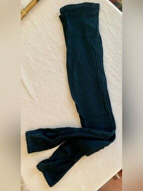 Thigh-High Ribbed Stirrup Leg Warmers- Black